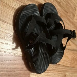 Chaco Black Strappy Slip On Sandals